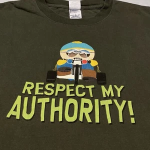 Vintage Cartman South Park Respect My Authority Green XL T-Shirt Cartoon Movie - Picture 1 of 6