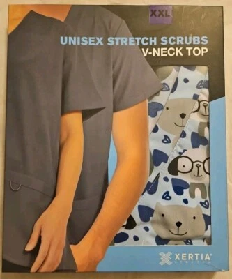UNISEX Stretch Scrubs V-Neck Top XXL DOG PATTERN  MSRP $38 - Image 1 of 4
