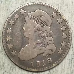 Cuarto busto tapado 1818, muy bueno+, bonita moneda tipo temprano 1128-13 - Imagen 1 de 2