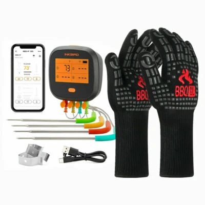 INKBIRD WIFI Thermometer Digitalanzeige + Grillhandschuhe 800 ℃ Hitzebeständig - Bild 1 von 4
