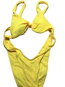 Neu ohne Etikett gelber Einteiler Bikini Badeanzug Größe Large langer Torso - Bild 1 von 5
