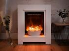 White Electric Fire Home Decor Fireplace Heater Pebbles Flame Effect 58cm Large