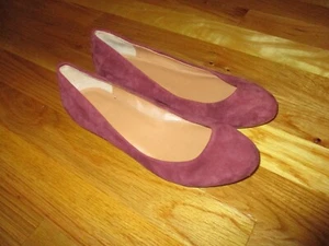 Damen-Flats J Crew weinrot burgunderrot Veloursleder rund geschnitten niedriger Absatz Größe 6,5 - Bild 1 von 8