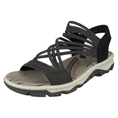 Mujer Rieker '68888' Azul Combi Sintético Sandalias Casual - Imagen 1 de 4