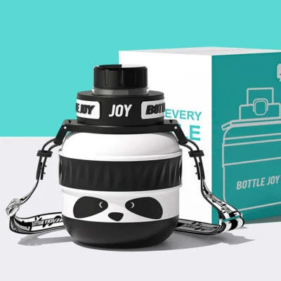 PandaJoy 16oz Panda Stainless-Steel Insulated Water Bottle hand & shoulder strap - Image 1 of 4