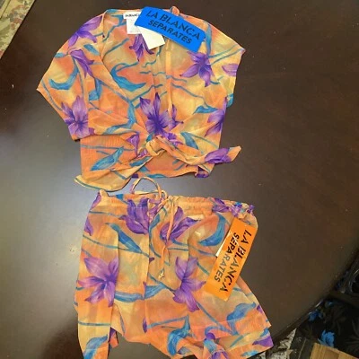 Pantalones Cortos La Blanca Vintage 2 Piezas Malla Natación Encubrimiento S L Top ¡Nuevos con Etiquetas! Foto 1 de 4