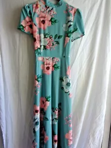 CBR Size XL Blue and Pink Floral Short Sleeve High Neck Back Zip NEW/TAGS - Picture 1 of 4