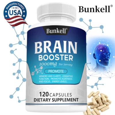 Brain Booster Nootropic Supplement 1000mg Support Focus Energy Memory & Clarity - Image 1 of 4