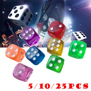 13mm 10Pcs Transparent Six Sided Spot Dice Toys D6 RPG Role Playing Game 5 Color - Picture 1 of 17