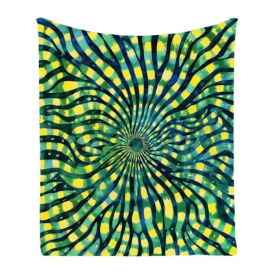 Tie Dye Spirals Flower Geometric Bedspread Throw Blanket Birthday Holiday Gift - Image 1 of 4