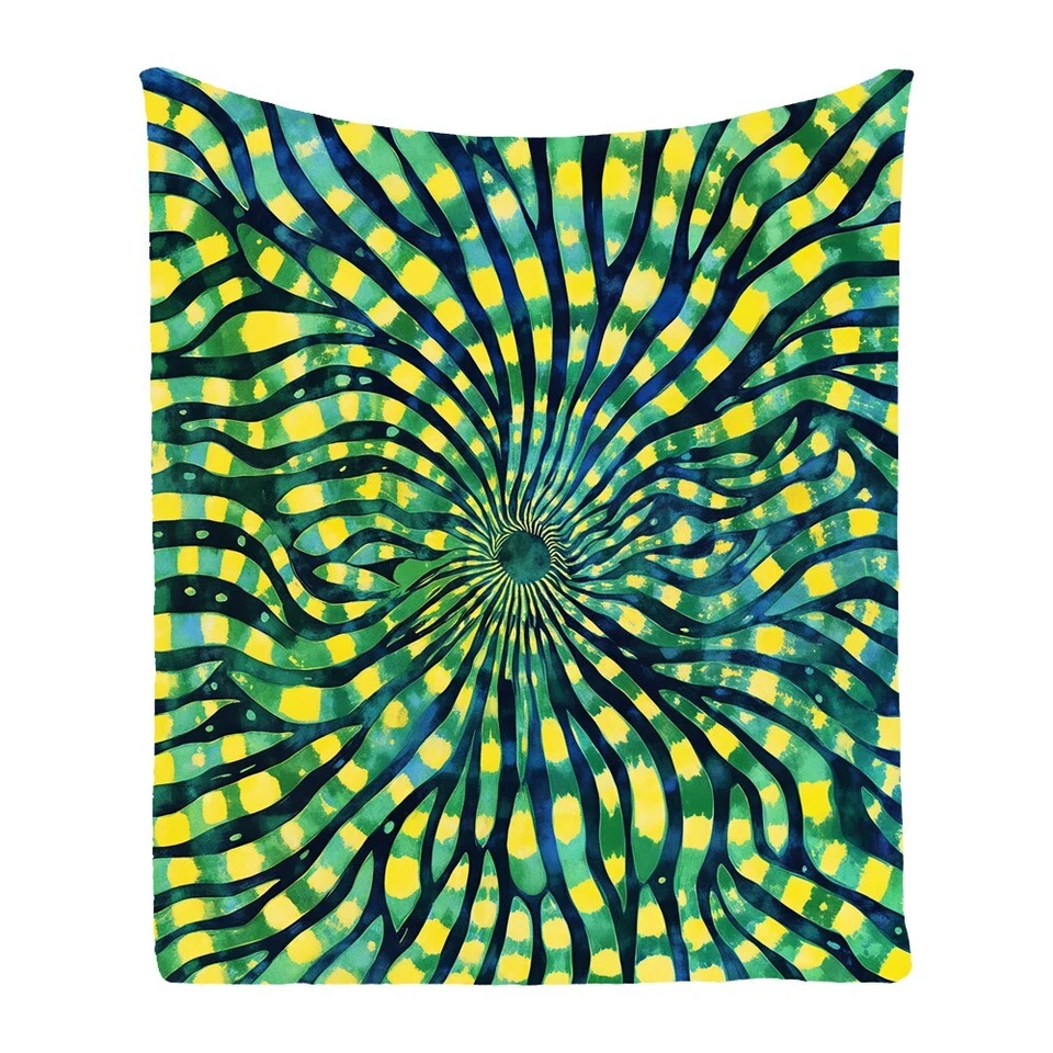 Tie Dye Spirals Flower Geometric Bedspread Throw Blanket Birthday Holiday Gift - Image 1 of 4