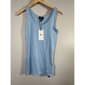 Camiseta sin mangas de algodón Pima 7 For All Mankind informal azul talla S - Imagen 1 de 7
