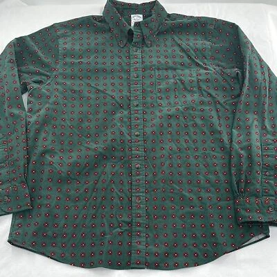 Camisa Brooks Brothers Para Hombre Grande Calce Regente Verde Rojo Floral Pana Abotonada Foto 1 de 4