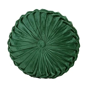 Round Throw Pillow Velvet Home Decoration Pleated Round Pillow Cushion Emerald - Picture 1 of 7