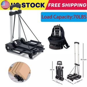 Folding Aluminium Cart Hand Truck Dolly Push Collapsible Trolley Luggage Wheel - Picture 1 of 10