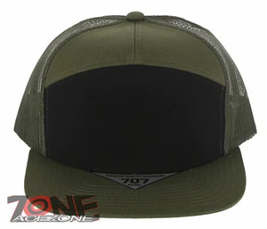 GORRA DE BÉISBOL DE CAMIONERO SNAPBACK BILLETE PLANO DE 7 PANELES NEGRA OLIVA - Imagen 1 de 4