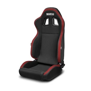 Sparco R100 Seat - Black Fabric with Red Stitching - Recline Lever, Base Mount - Picture 1 of 2