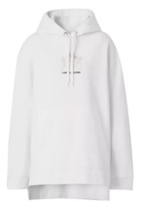 Sudadera con capucha bordada de algodón Burberry Dear blanca para mujer Foto 1 de 4
