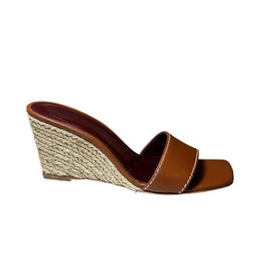 STAUD New Billie Espadrille Wedge Heels Slides Mules Sandals Size 35 Brown - Picture 1 of 6