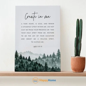 Psalm 51:10-12 Wall Art Create In Me Bible Verse Scripture Christian Decor -P960 - Picture 1 of 17