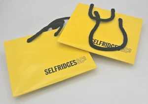 Selfridges x 2 Mini Einkaufstasche glänzend stabil mit schwarzen Seilgriffen Brandneu - Bild 1 von 3