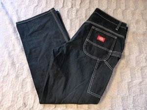 Dickies Jeans Womens Size 13/31 Black White Contrast Stitch Carpenter Work Pants - Picture 1 of 8
