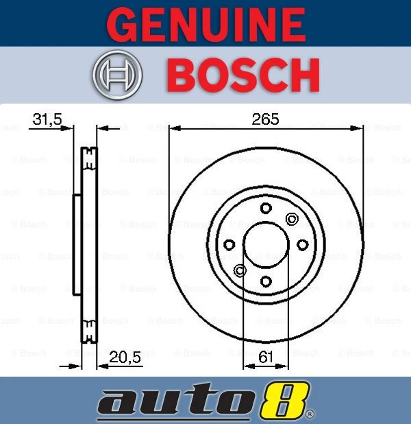 Bosch Front Brake Disc Rotor for Renault 21 L48 2L J7R 750751 1986 - 1993 - Image 1 of 1