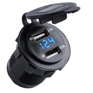 12V Auto Steckdose USB Ladegerät Buchse Für KFZ Einbau Zigarettenanzünder Blau - Bild 1 von 8