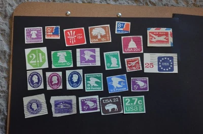 US Cut Square Stamps Lot of 24 Used and Unused US Postage - Image 1 of 4