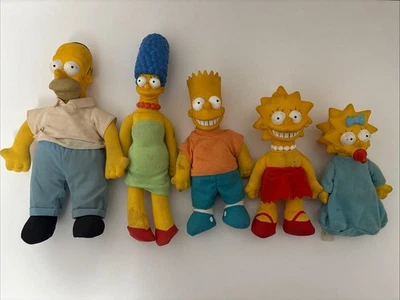 ‘The Simpsons’ Complete Family Plushies Hard Face Dolls 1990; Set Of Five AS IS - Image 1 of 4