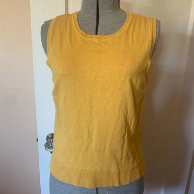 Camiseta sin mangas Charter Club mezcla de seda tejida camisola talla M amarillo mostaza preppy Foto 1 de 4