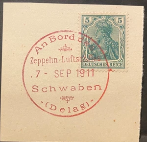 GERMANIA, 1911, POSTA AEREA TAGLIO-QUADRATO affrancatura timbrata - Foto 1 di 1