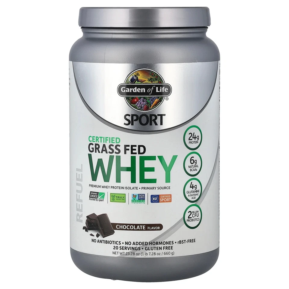 Sport, Certified Grass Fed Whey, Chocolate, 1 lb 7.28 oz (660 g) - Image 1 of 3
