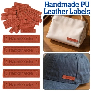 50 Brown PU Leather Tags with Holes DIY Handmade Sewing Labels for Clothes Bags - Picture 1 of 12