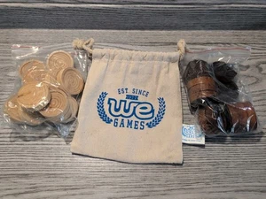 WE Games Wood 24 Checker Pieces with Cloth Pouch Natural Tan And Dark Brown Diy  - Picture 1 of 6