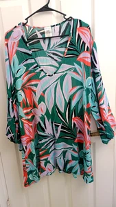 Anne Cole Damen Blumen Blätter Volant V-Ausschnitt Tunika Schwimmen Überziehen, , xl/xxl - Bild 1 von 6