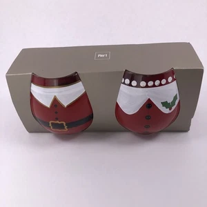 Pier 1 Imports Santa Mrs Clause Weingläser stiellos handbemalt rot Outfits - Bild 1 von 4