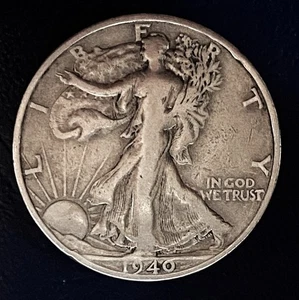 1940 S Walking Liberty Half Dollar 90% Silber 2 - Bild 1 von 2