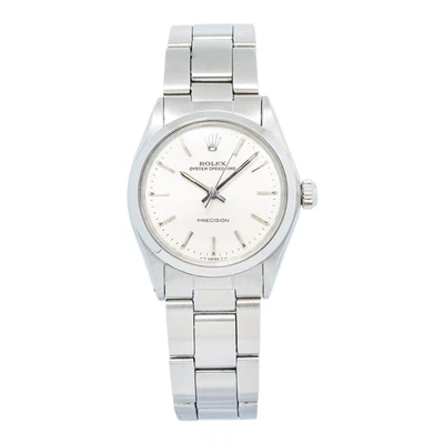 Reloj Rolex Oyster Precision 6430 SS cuerda manual esfera plateada para mujer 30 mm Foto 1 de 4
