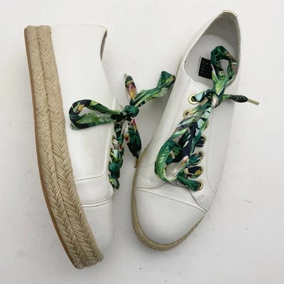 Zapatilla deportiva con plataforma alpargata de cuero blanco mercado negro White House para mujer 6,5 M Foto 1 de 4