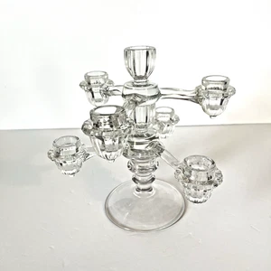 Cambridge, Arms Epergne, Crystal 2-Arm 6-Light Candelabra Base Holder, VTG - Picture 1 of 16