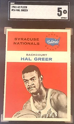1961-62 FLEER #16 HAL GREER SGC 5 EX HOF RC ROOKIE - Image 1 of 3