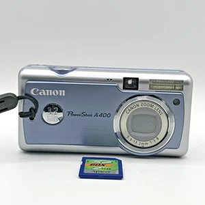 Canon PowerShot A400 3.2MP Digital Camera Silver Blue SD Card Free Shipping - Imagen 1 de 10