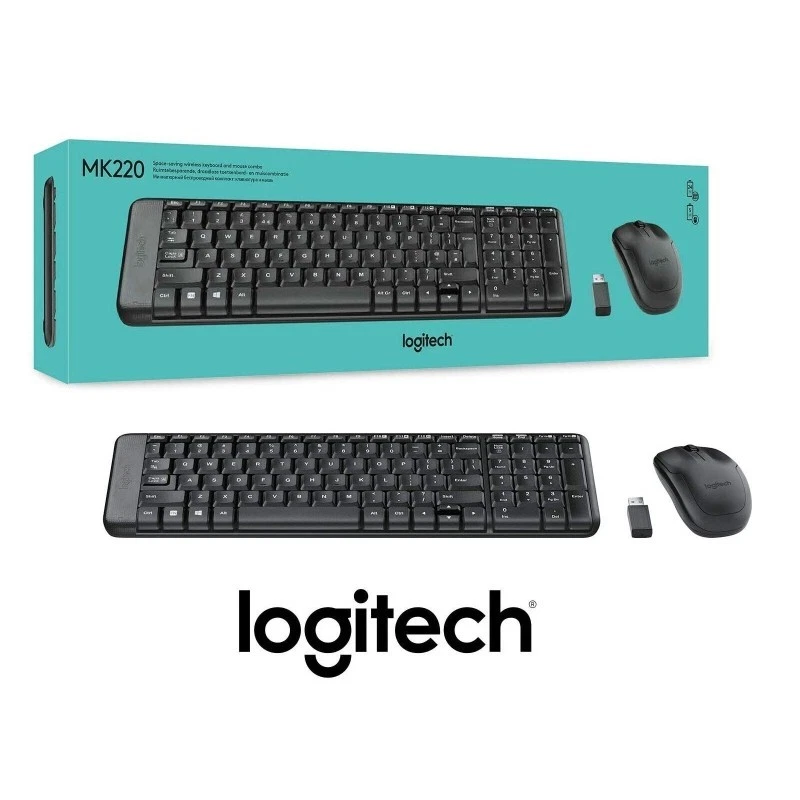 KIT LOGITECH MK220 TASTIERA E MOUSE USB WIRELESS NERO LAYOUT ITALIANO - Immagine 1 di 1