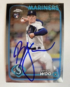 SEATTLE MARINERS- BRYAN WOO AUTOGRAPH 2024 TOPPS CHROME RC #172 TRADING CARD - Picture 1 of 2