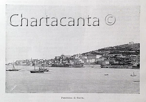 1895 Incisione VEDUTA GAETA LATINA - Imagen 1 de 1