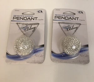 2X Car Rear View Mirror Bling Pendant Crystal Ornament Hanging Ball Car Acc. - Picture 1 of 4