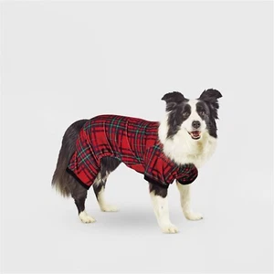Dog & Cat Tartan Plaid Check Pajama Red Holiday Xmas Target Wondershop - Picture 1 of 4
