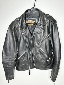Harley Davidson Leder Motorrad Jacke Medium Druckknöpfe Reißverschlüsse SCHÖN - Bild 1 von 11