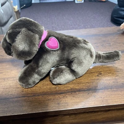 10" 2007 Barbie Light Up Heart Interactive Puppy Dog Toy Plush Dark Brown Works - Image 1 of 4
